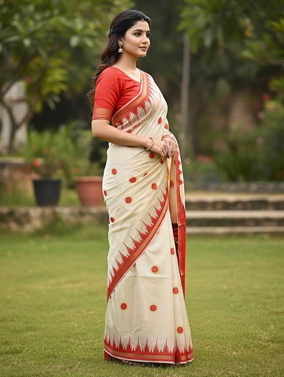 women printed casual wear saree with blouse - 22140053 -  Standard Image - 2