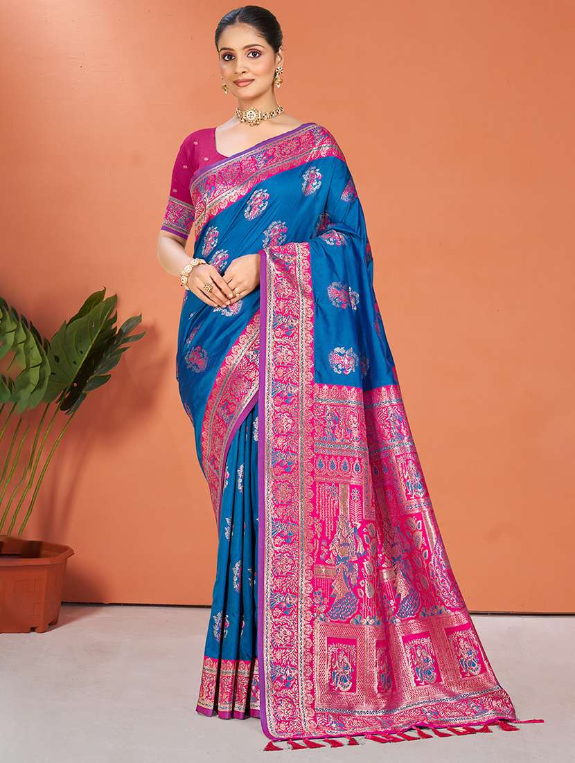 women self design banarasi saree with blouse
