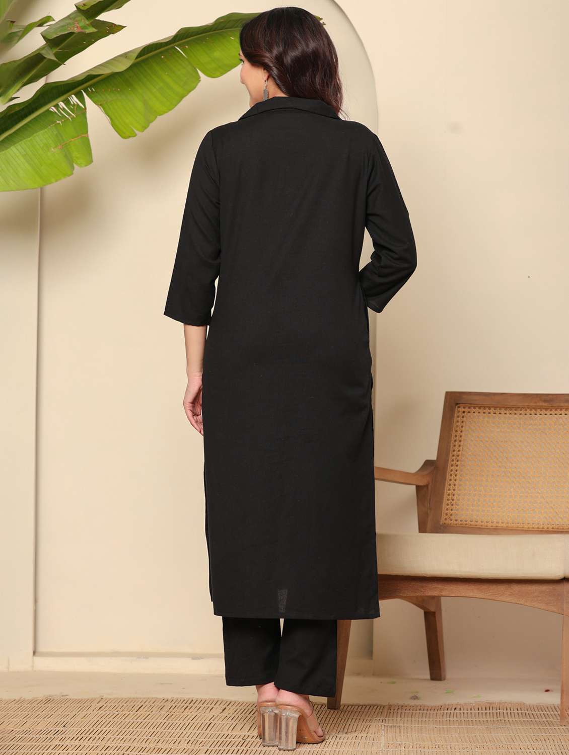 women printed three quarter sleeve kurta pant set - 22140251 - Standard Image - 2