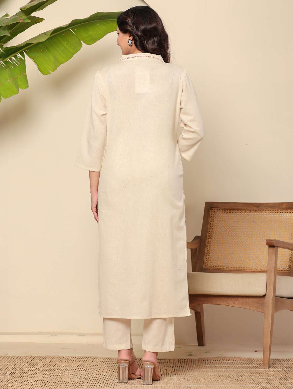 women printed three quarter sleeve kurta pant set - 22140253 - Standard Image - 2