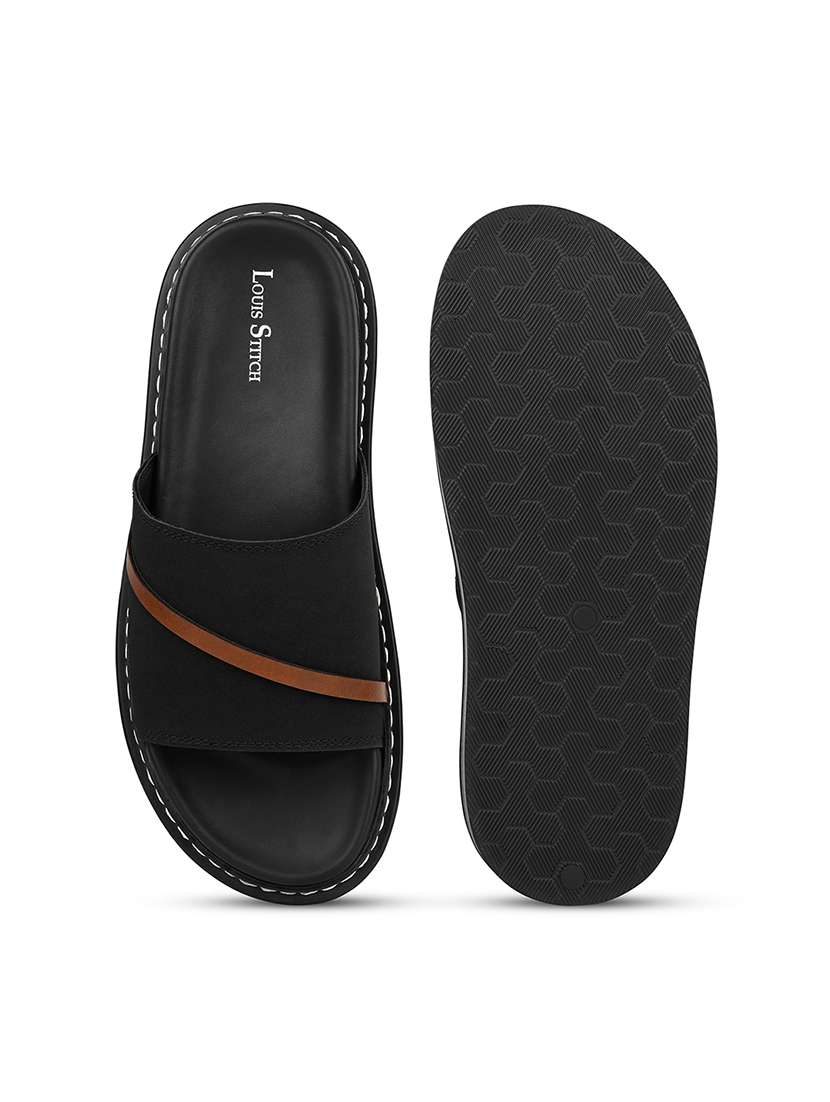 men black slip on sandal - 22140260 -  Standard Image - 2