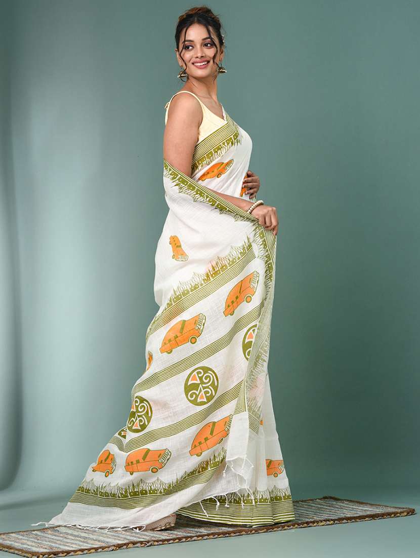 women printed handloom saree with blouse - 22140273 -  Standard Image - 2
