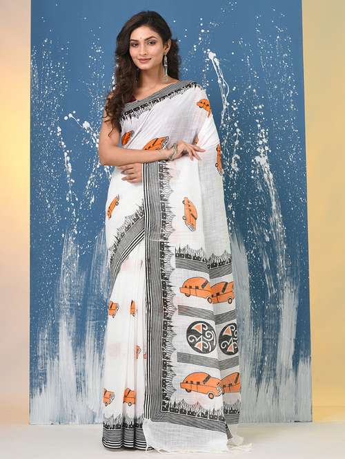 women printed handloom saree with blouse - 22140274 -  Standard Image - 0