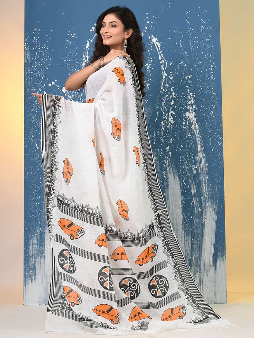 women printed handloom saree with blouse - 22140274 - Standard Image - 2