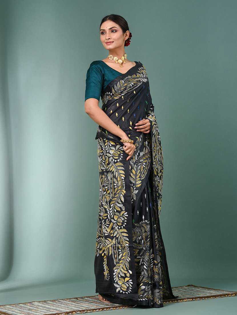 women handloom kantha stitch saree with blouse - 22140325 - Standard Image - 2