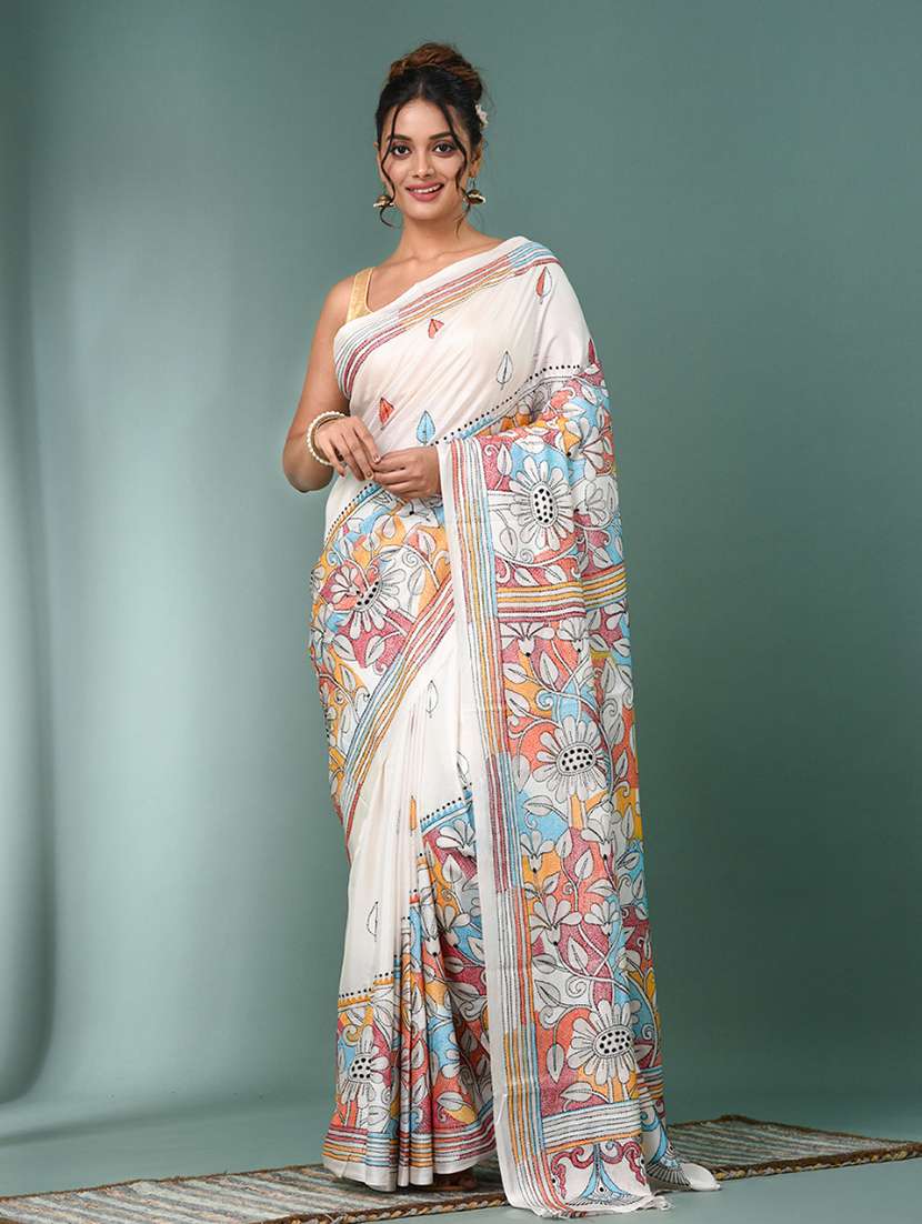 women handloom kantha stitch saree with blouse - 22140332 - Zoom Image - 0