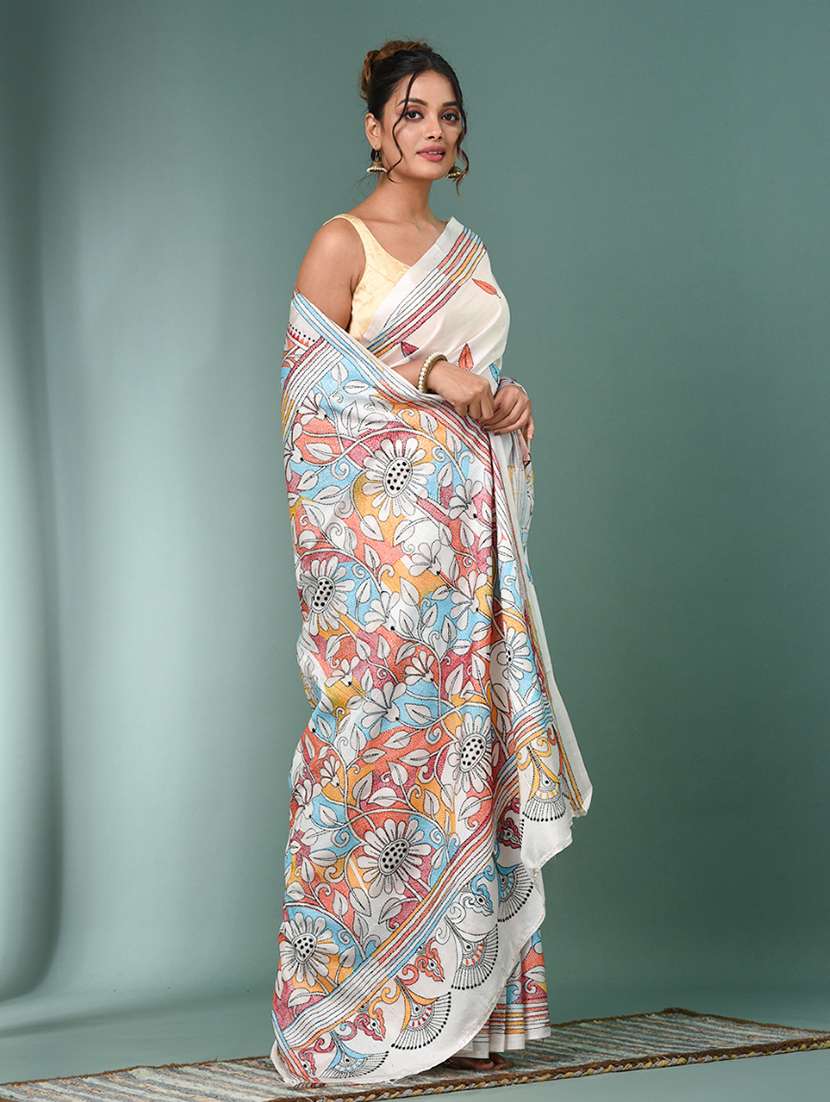women handloom kantha stitch saree with blouse - 22140332 - Standard Image - 2