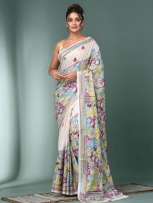 women handloom kantha stitch saree with blouse - 22140334 - Standard Image - 0