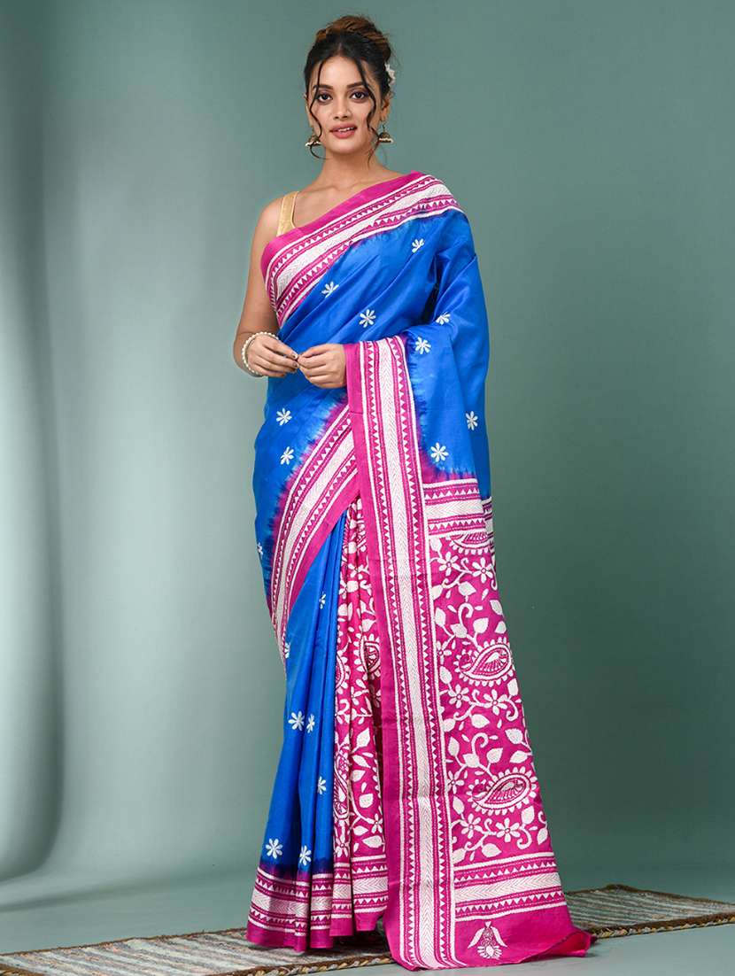 women handloom kantha stitch saree with blouse - 22140360 -  Zoom Image - 0