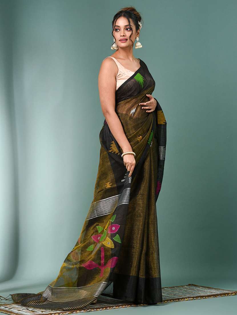 Women Self Design Handloom Saree With Blouse - 22140400 -  Standard Image - 2
