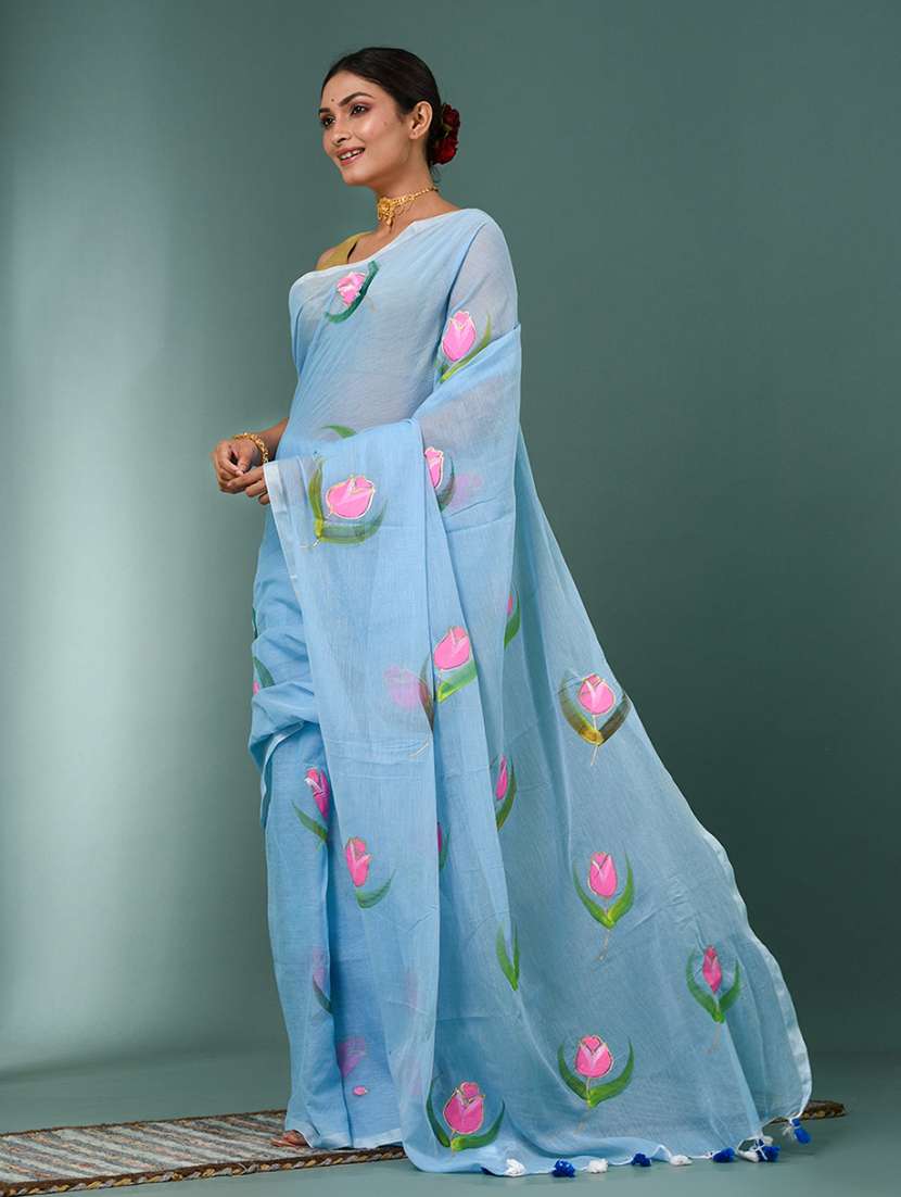 women floral printed handloom saree - 22140416 -  Standard Image - 2