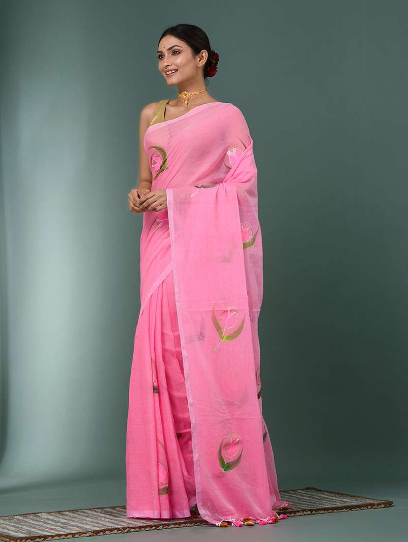 women floral printed handloom saree - 22140419 -  Standard Image - 2