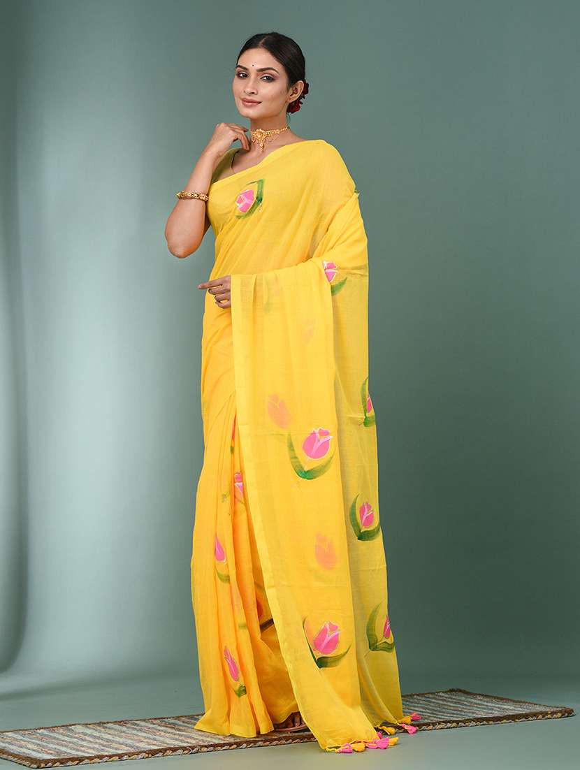women floral printed handloom saree - 22140420 -  Standard Image - 2