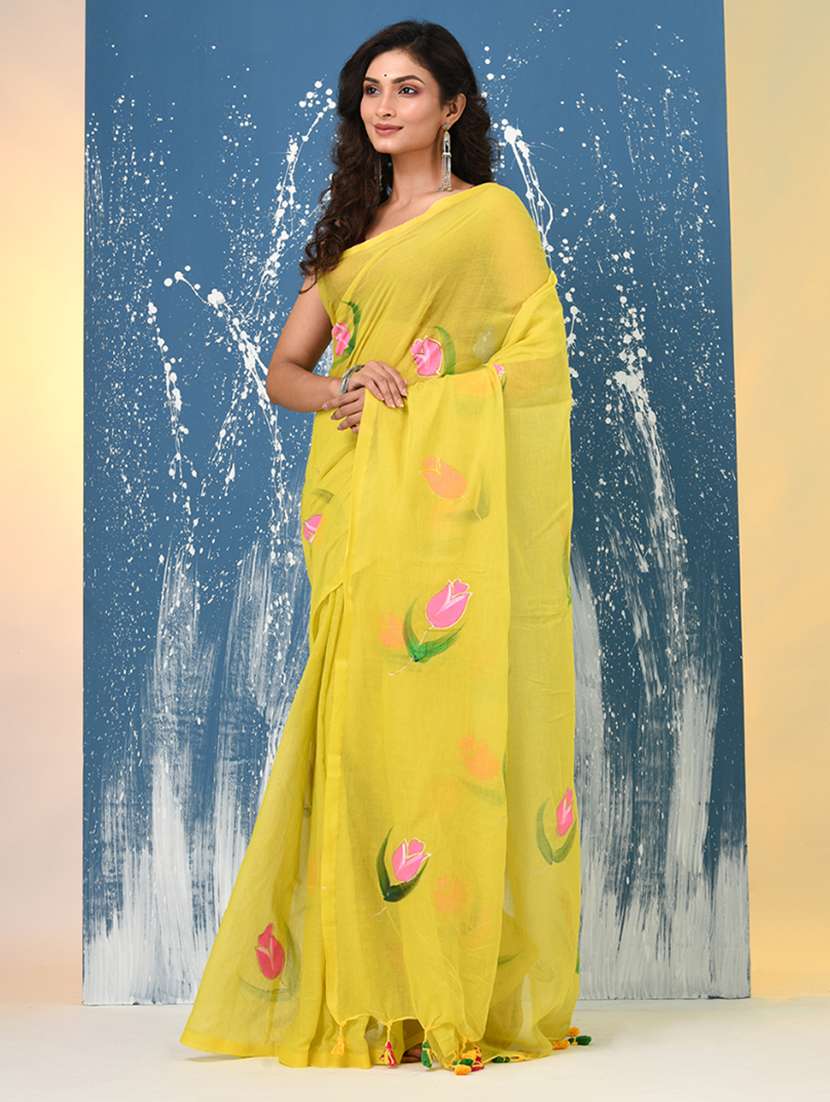 women floral printed handloom saree - 22140421 -  Standard Image - 2