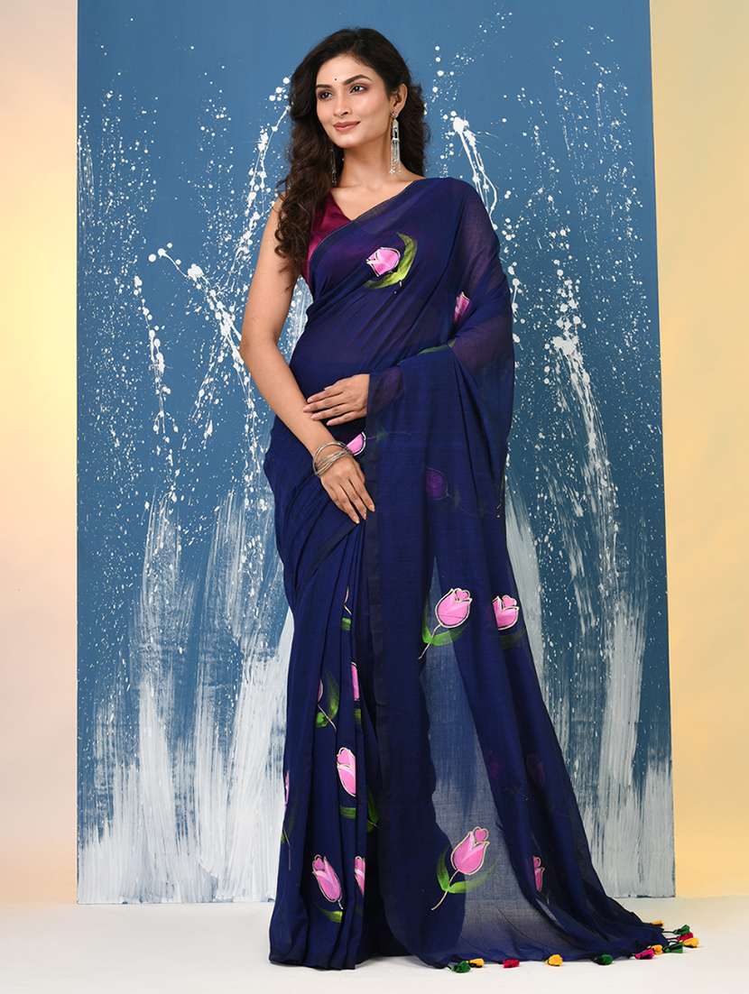 women floral printed handloom saree - 22140423 -  Standard Image - 2