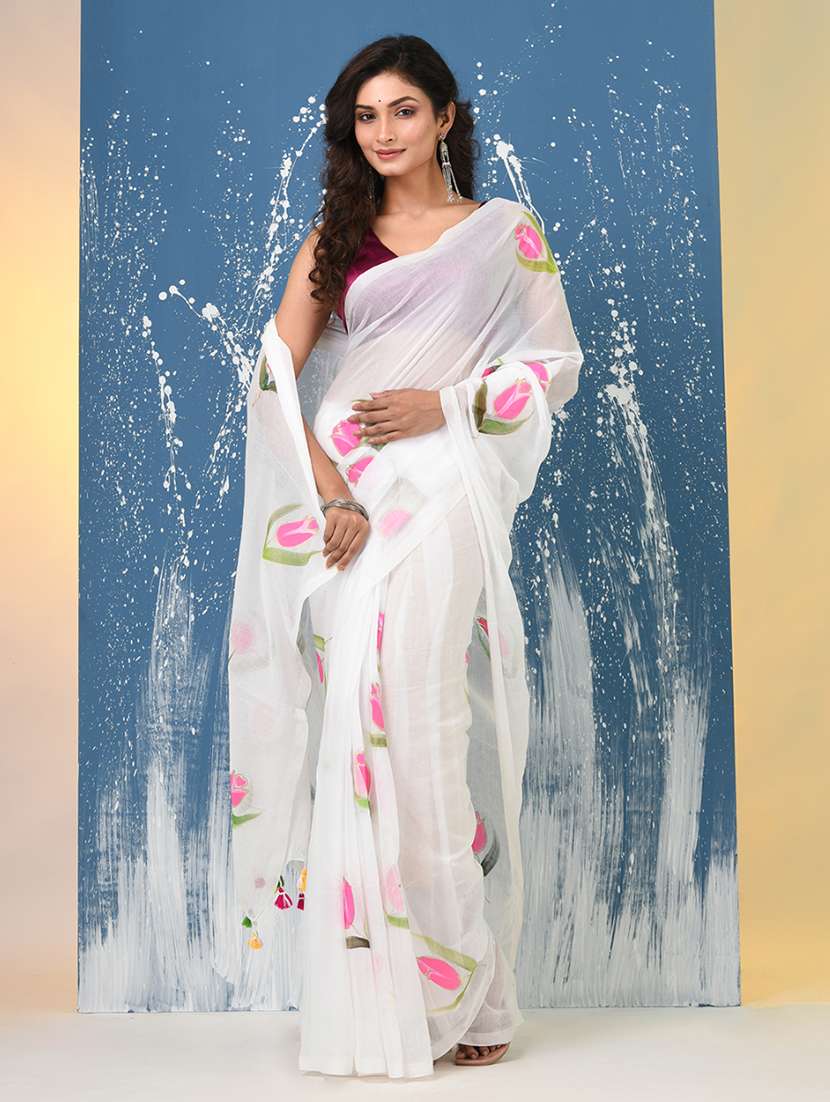 women floral printed handloom saree