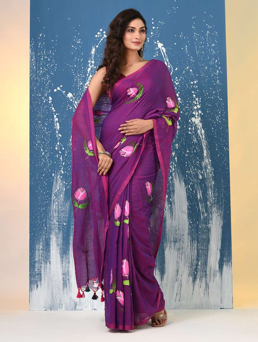 women floral printed handloom saree - 22140425 -  Standard Image - 2