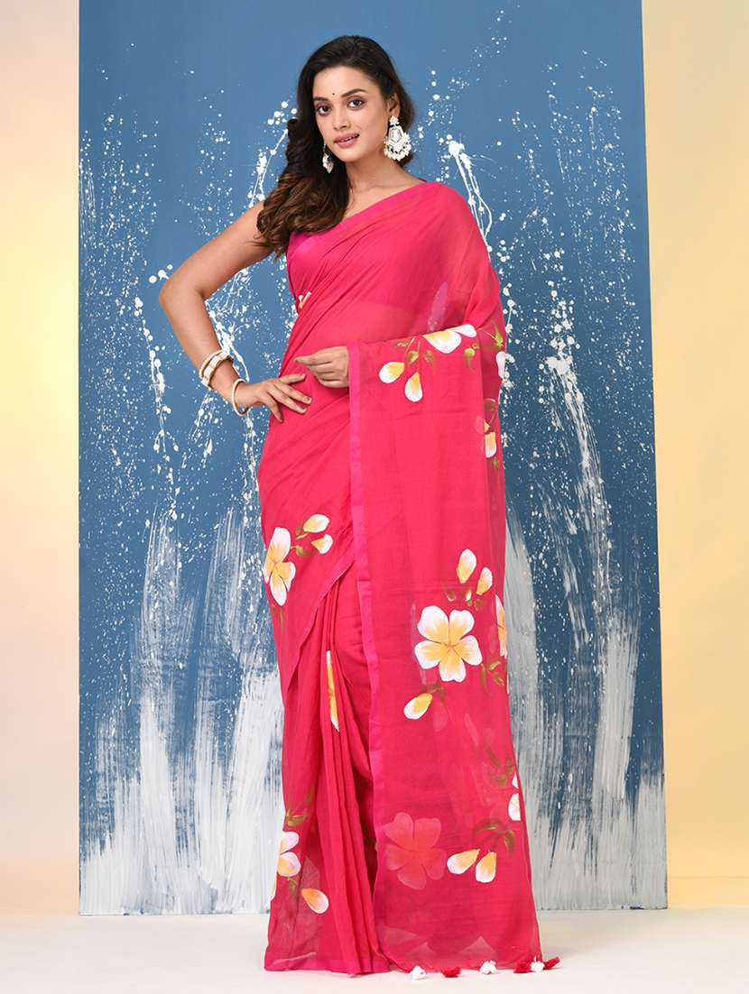 women floral printed handloom saree