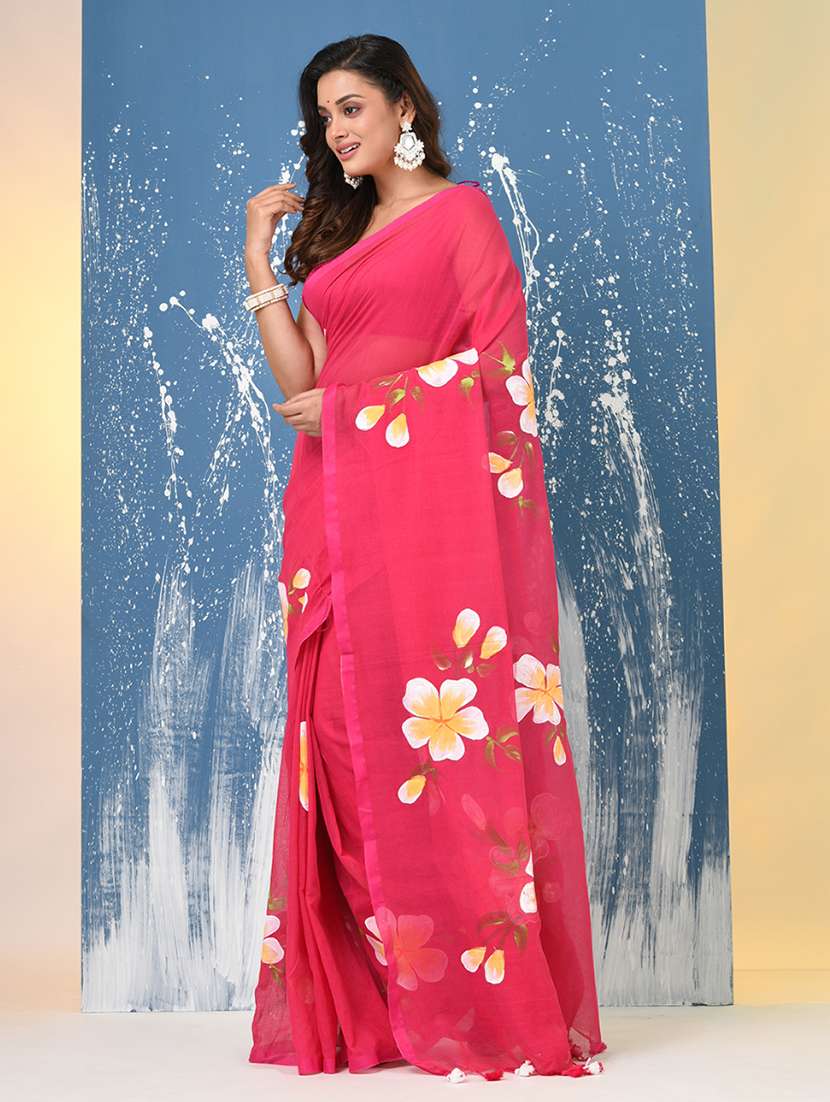 women floral printed handloom saree - 22140426 -  Standard Image - 2
