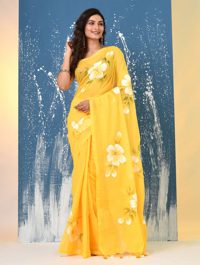 women floral printed handloom saree - 22140427 - Standard Image - 2