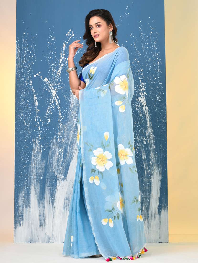 women floral printed handloom saree - 22140429 -  Standard Image - 2