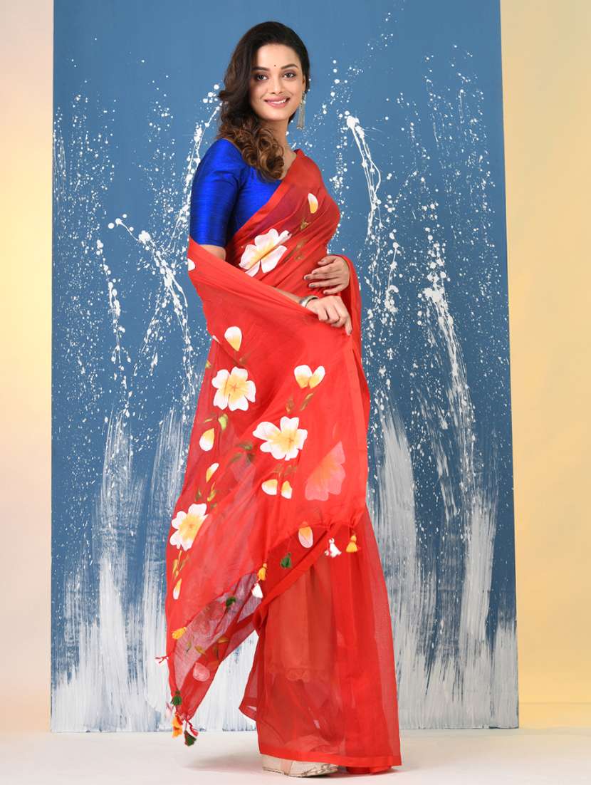 women floral printed handloom saree - 22140435 -  Standard Image - 2