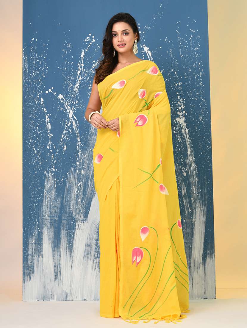 women floral printed handloom saree with blouse