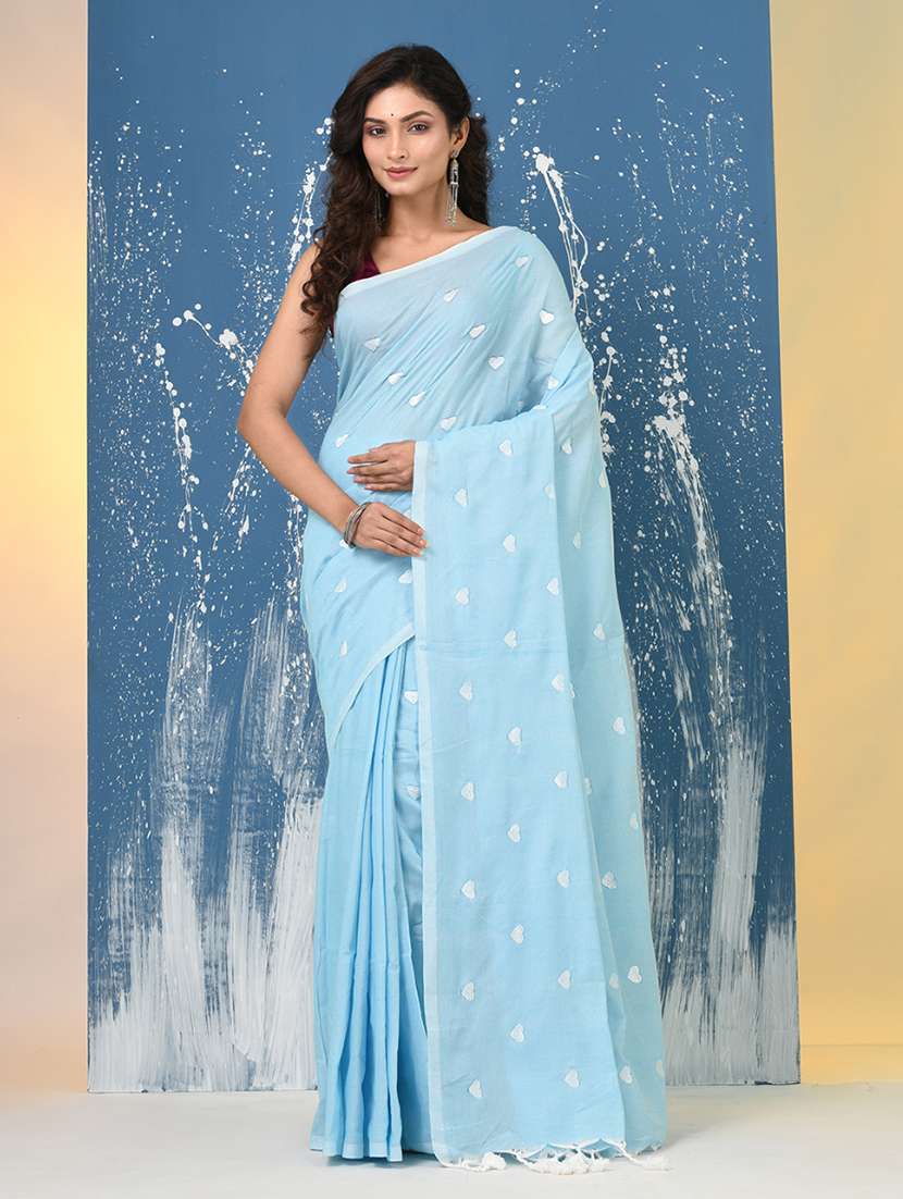 women solid with work handloom saree with blouse - 22140448 -  Standard Image - 2