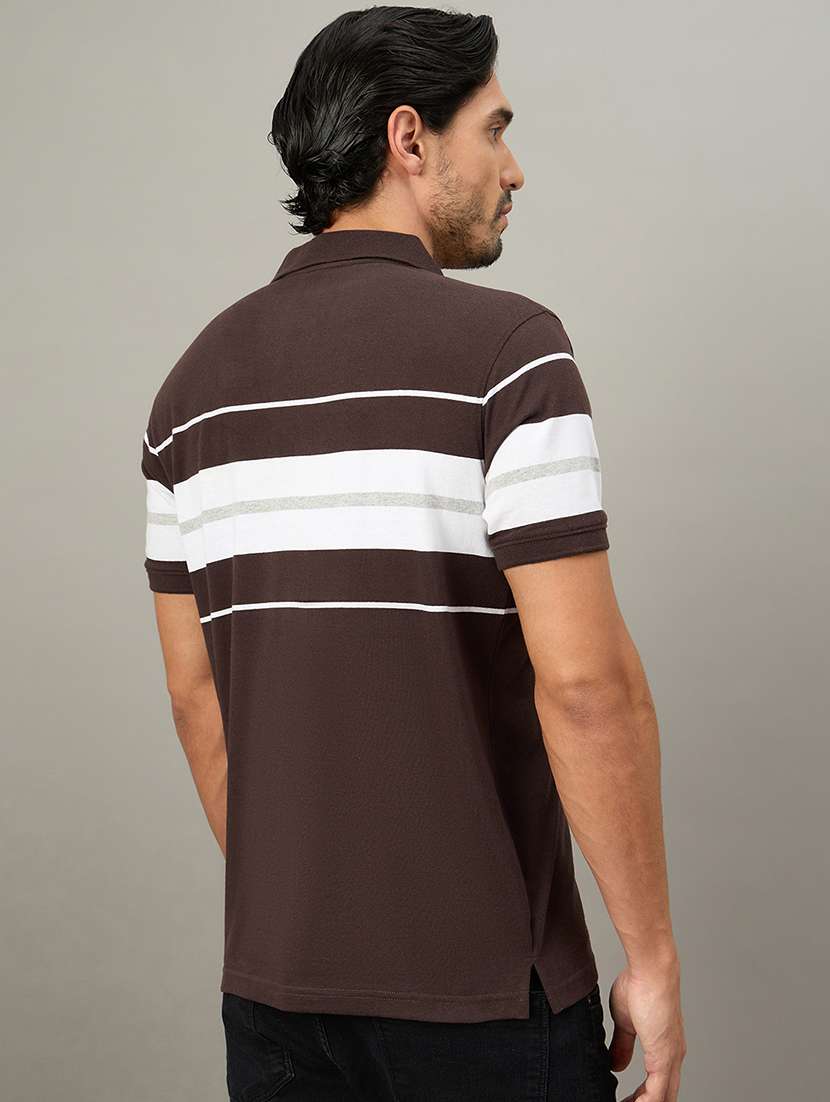 men striped short sleeve regular fit polo t-shirt - 22140472 - Standard Image - 2