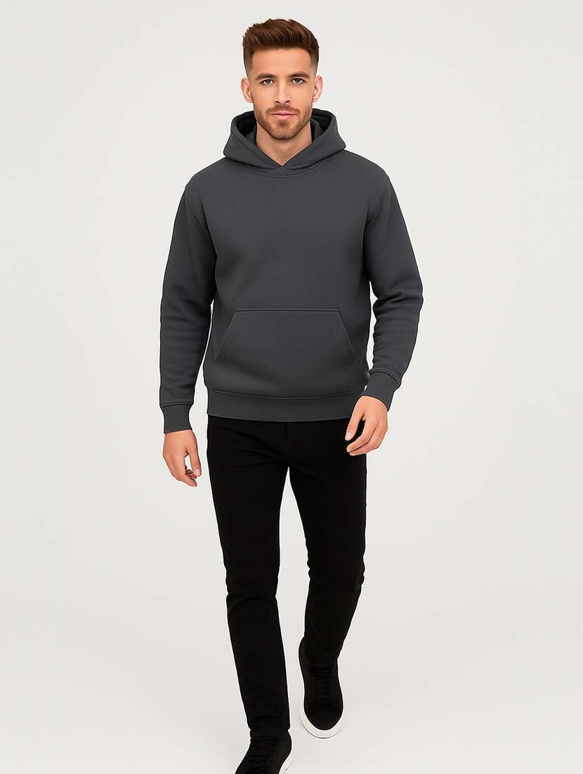 men solid long sleeve regular fit hooded sweatshirt - 22140477 -  Standard Image - 2