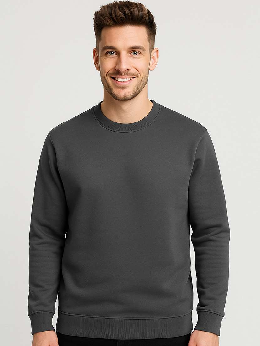 men solid long sleeve regular fit sweatshirt