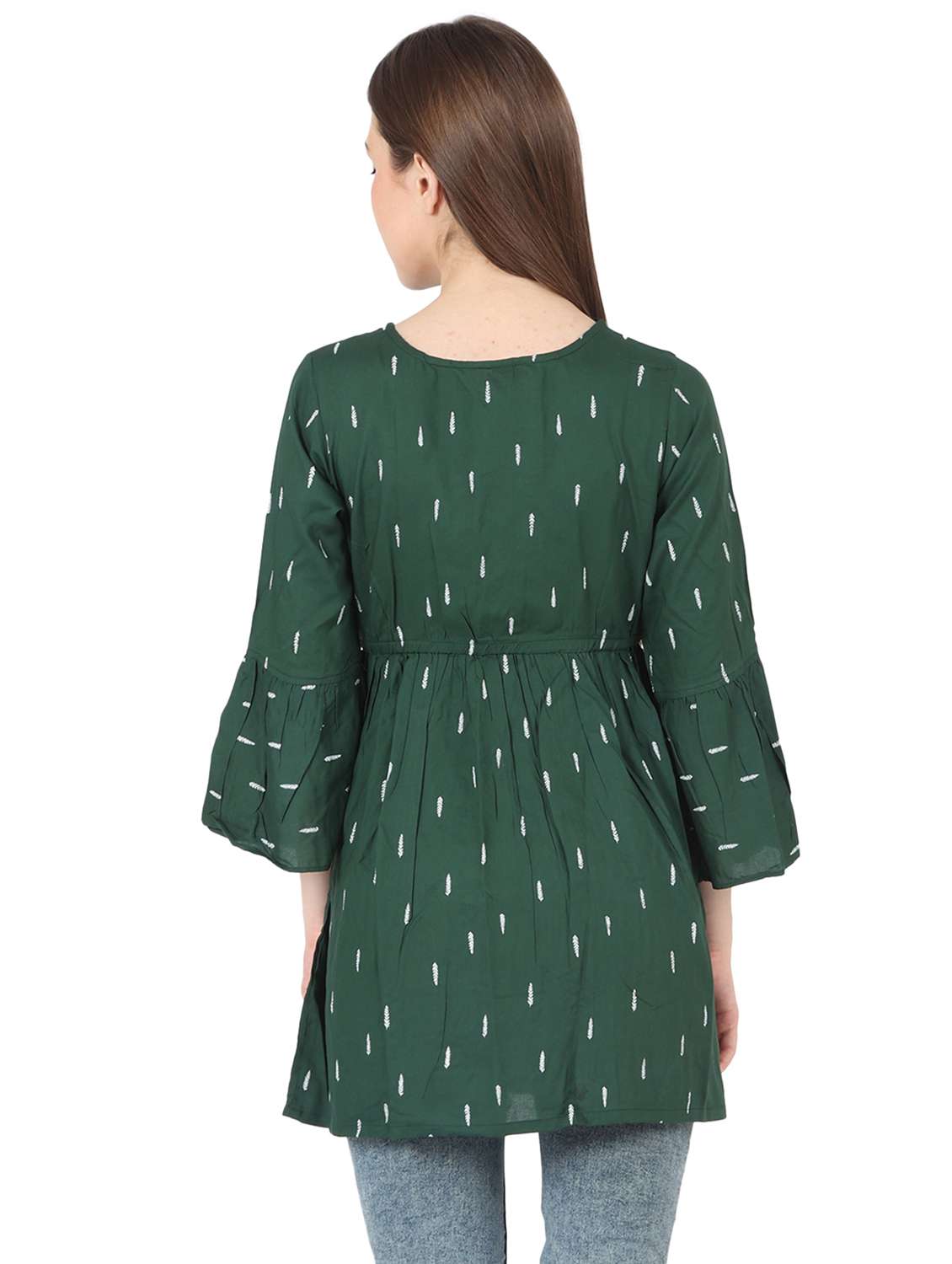 women printed bell sleeve long a-line tunic - 22140607 - Standard Image - 2