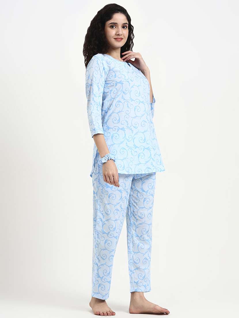 women printed nightwear pyjama set - 22140612 -  Standard Image - 2