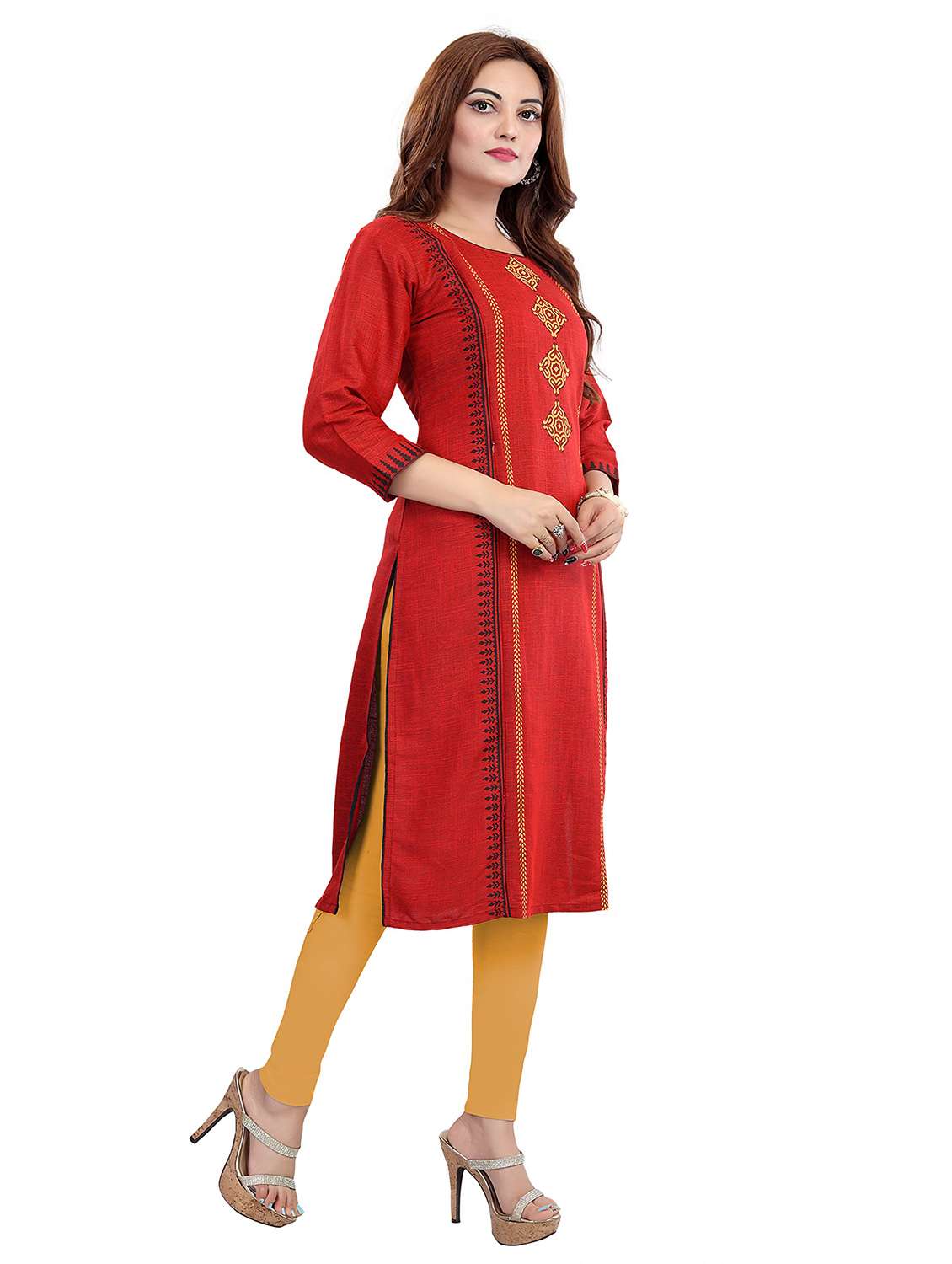 women self design three quarter sleeve maternity wear kurta - 22140613 -  Standard Image - 2