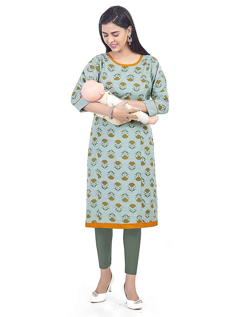 women floral three quarter sleeve maternity wear kurta