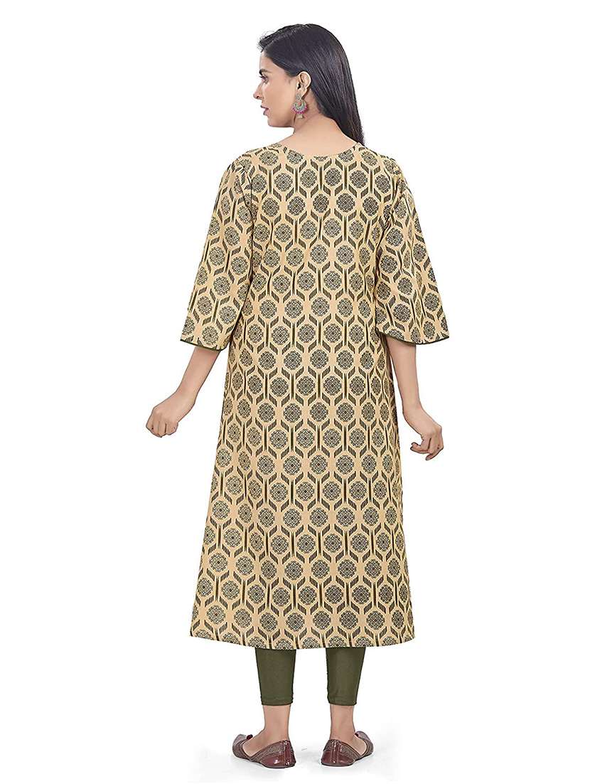 women printed three quarter sleeve maternity wear kurta - 22140621 -  Standard Image - 2