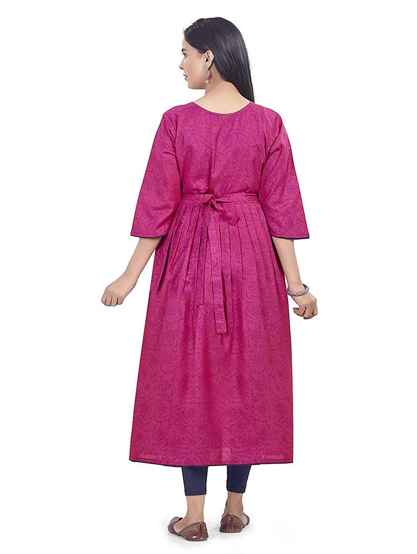 women printed three quarter sleeve maternity wear kurta - 22140622 -  Standard Image - 2