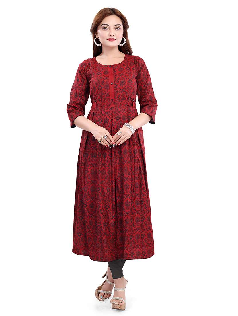 women printed three quarter sleeve maternity wear kurta - 22140625 -  Standard Image - 2
