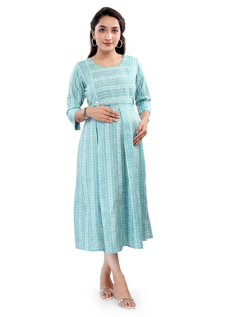 women self design three quarter sleeve maternity wear dress - 22140691 -  Standard Image - 2