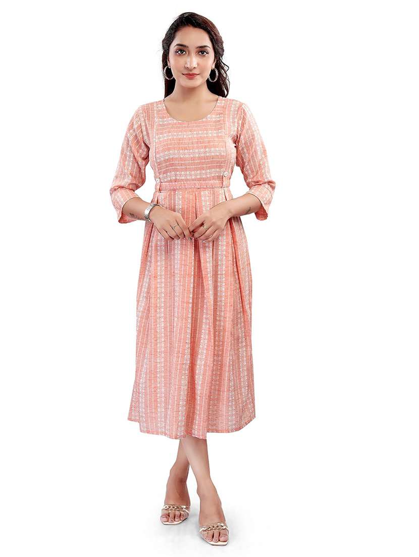 women self design three quarter sleeve maternity wear dress - 22140693 -  Standard Image - 2