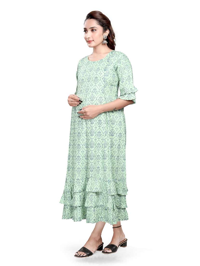women printed three quarter sleeve maternity wear dress - 22140713 -  Standard Image - 2