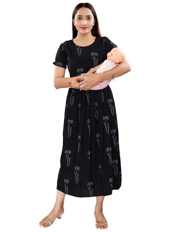 women printed short sleeve maternity wear dress