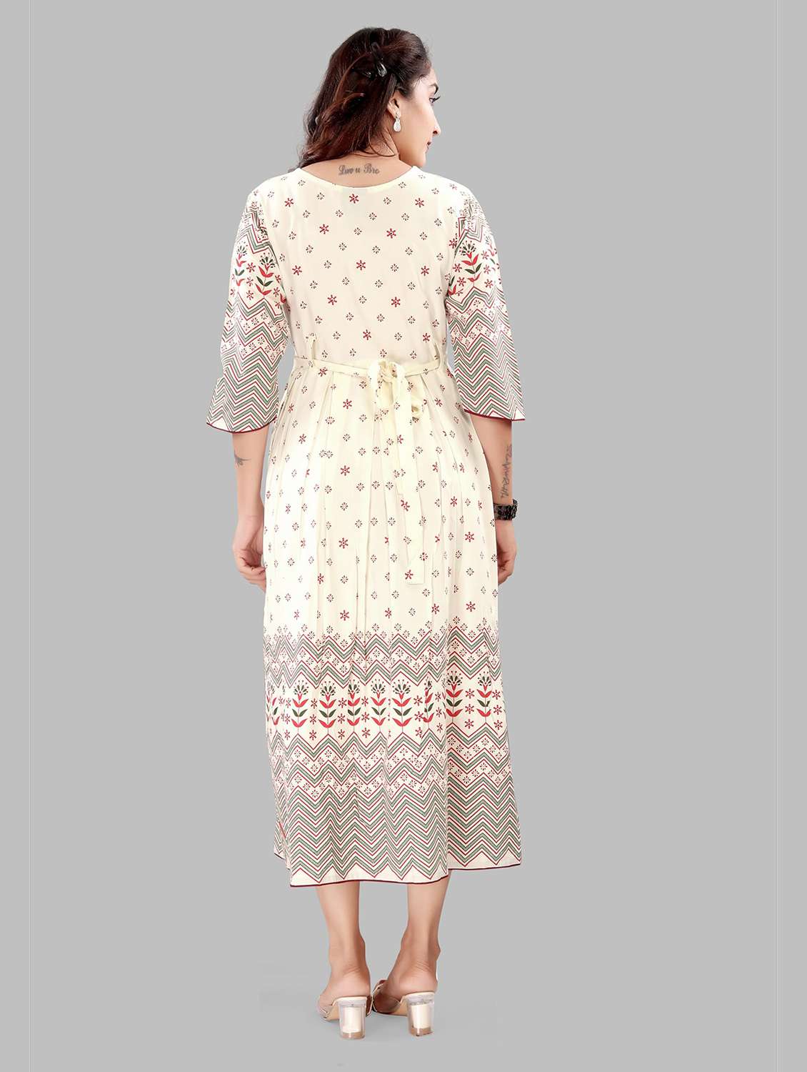 women printed three quarter sleeve maternity wear dress - 22140738 -  Standard Image - 2