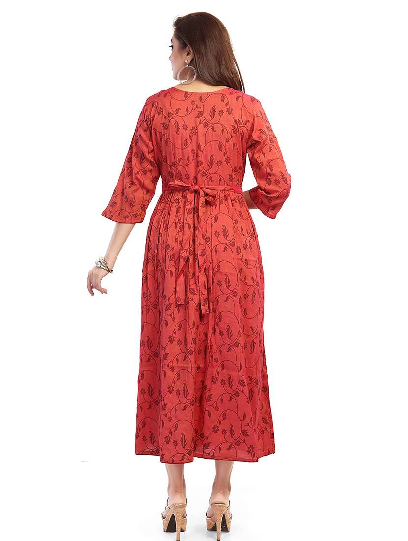 women printed three quarter sleeve maternity wear dress - 22140741 -  Standard Image - 2