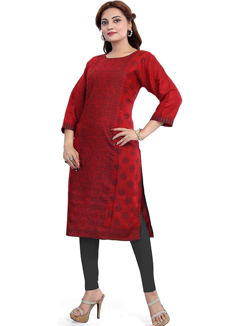 women printed three quarter sleeve maternity wear kurta - 22140751 -  Standard Image - 2