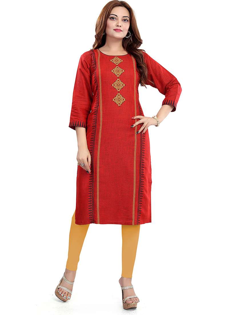 women printed three quarter sleeve maternity wear kurta - 22140752 -  Standard Image - 2
