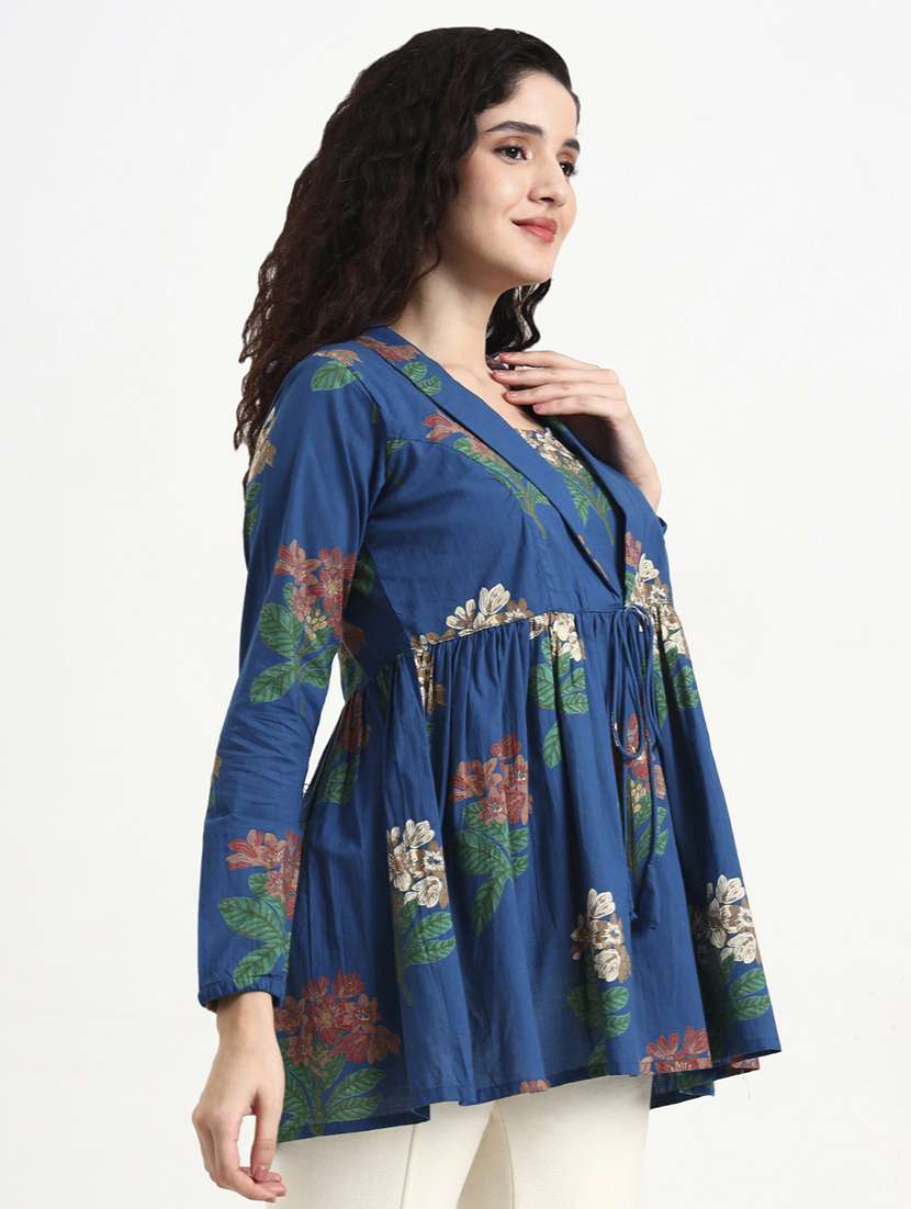 women floral print long sleeve flared top - 22140766 -  Standard Image - 2