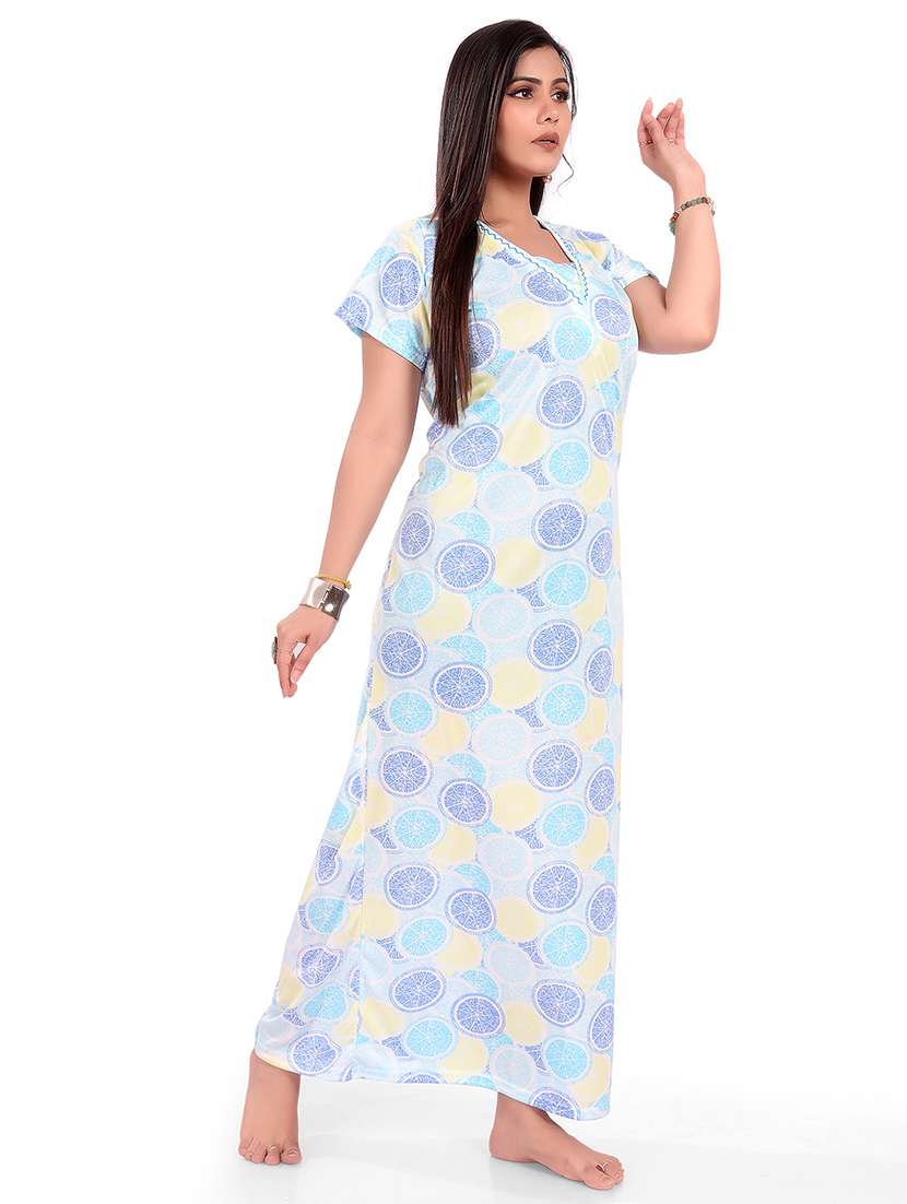 women printed short sleeve nighty - 22140925 -  Standard Image - 2
