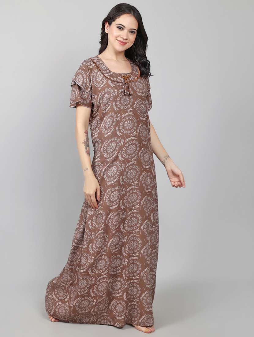 women printed short sleeve nighty  - 22140933 -  Standard Image - 2