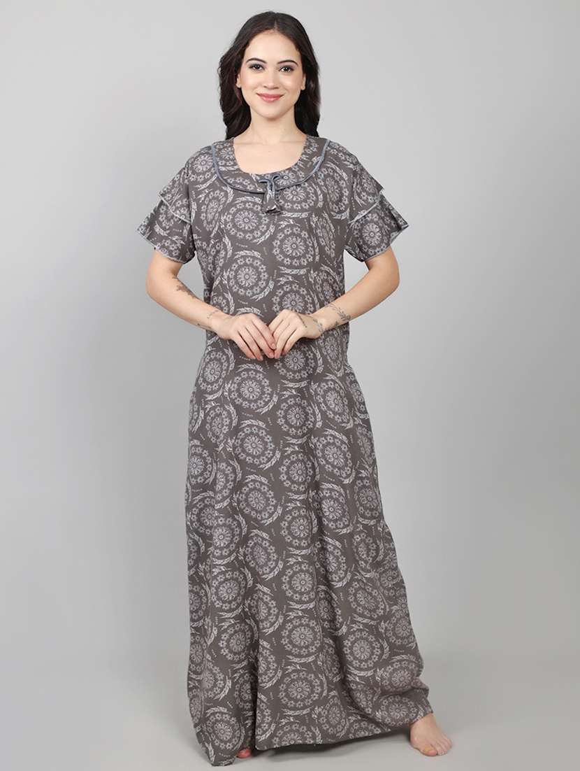 women printed short sleeve nighty  - 22140934 -  Standard Image - 2